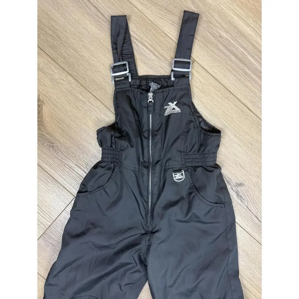 ZeroXposur Snow Bib Pants Kids 7/8 Black Ski Salopettes Adjustable Straps